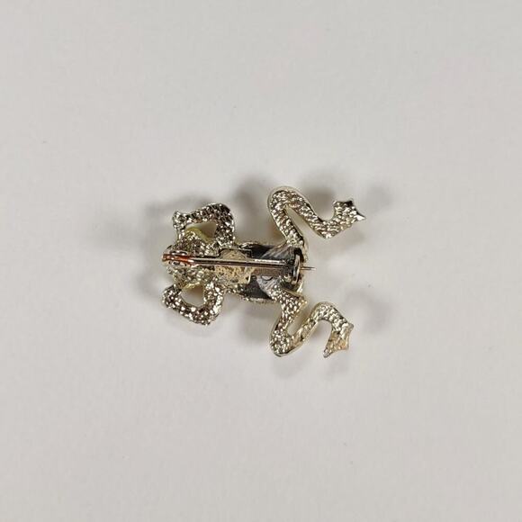 Vintage 1970's Wiggly Leg Yellow Rhinestone And Enamel Frog Brooch - Picture 6 of 6